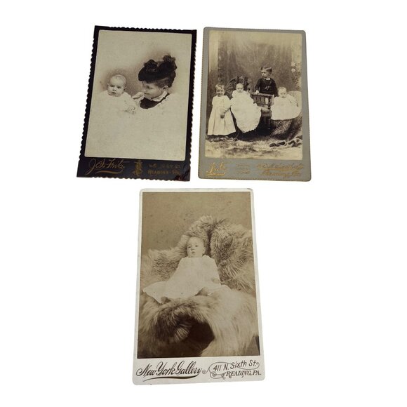 Lot of 3 Antique Cabinet Cards 1880s–1890s Reading PA JA Fritz New York Gallery - Picture 1 of 5